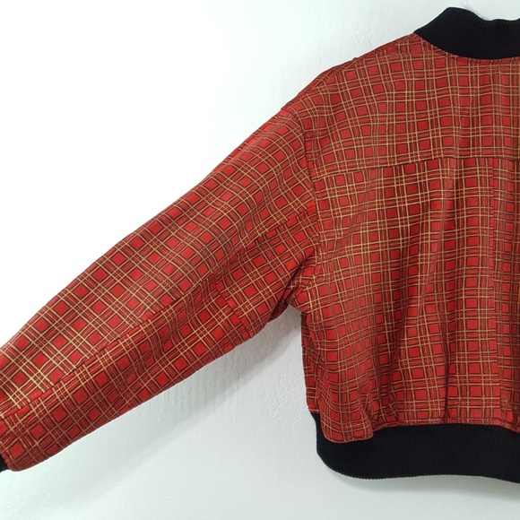 **NFS** {Vintage} Red Gold Plaid Suede Stud Jacket - Picture 7 of 8
